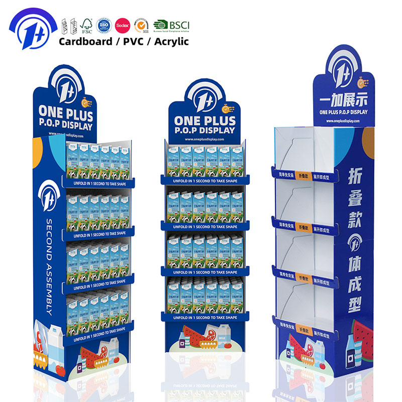4 Tiers Cardboard POP Up Floor Display Stand