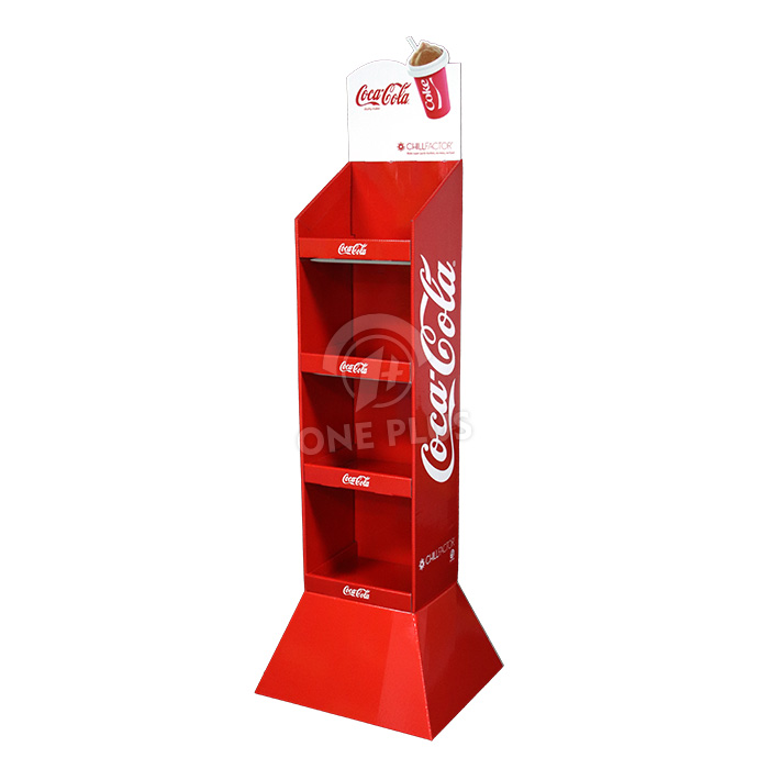 用于饮料的纸板落地展示架 | 重型四层展示架，带铁管加固