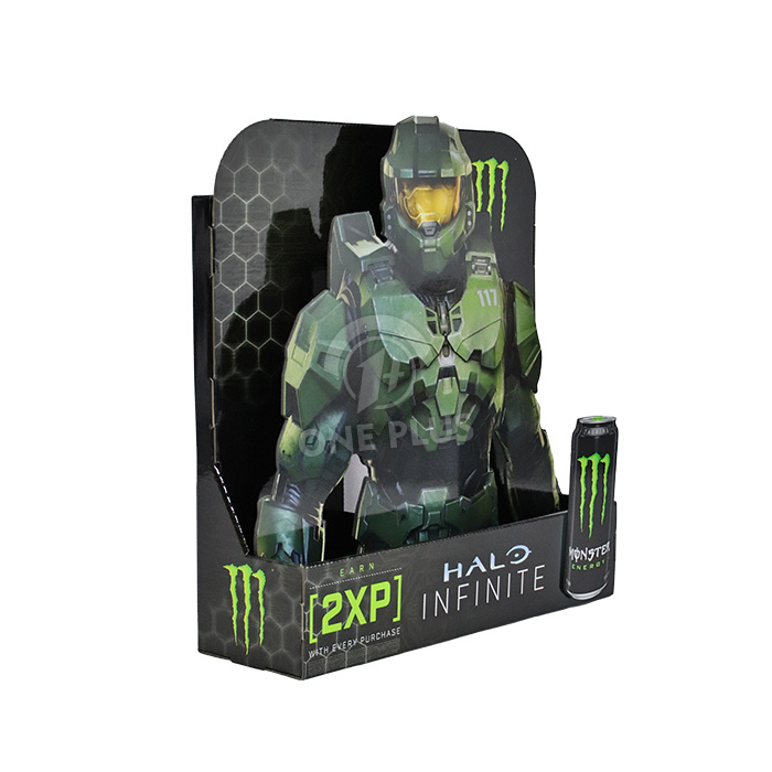 Boîte de présentation en carton pour boissons énergisantes | Présentoir POP 3D pour la promotion de la marque