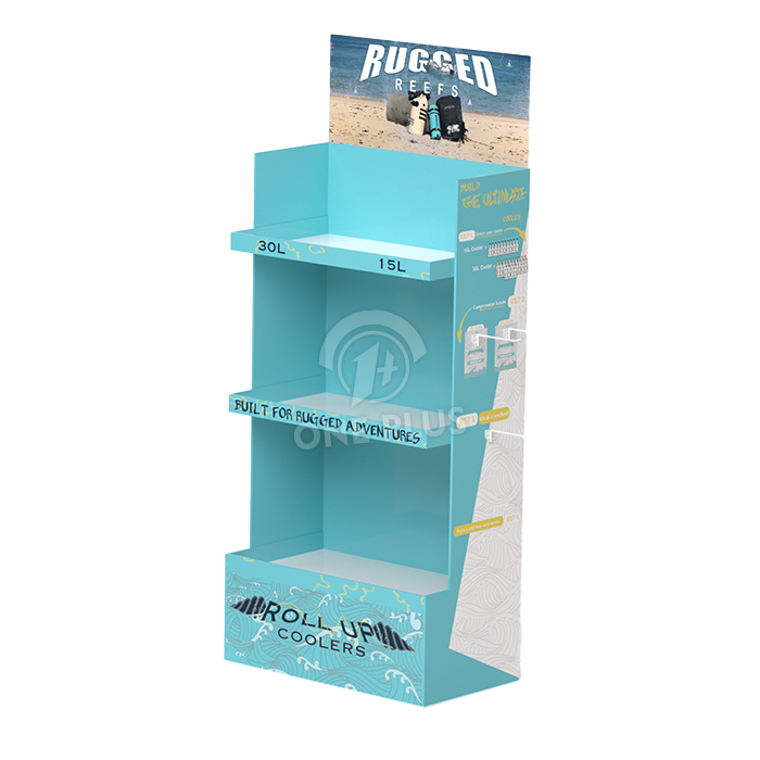 사이드 후크가 있는 3단 골판지 바닥 전시대 | PEGBOARD 액세서리 스탠드