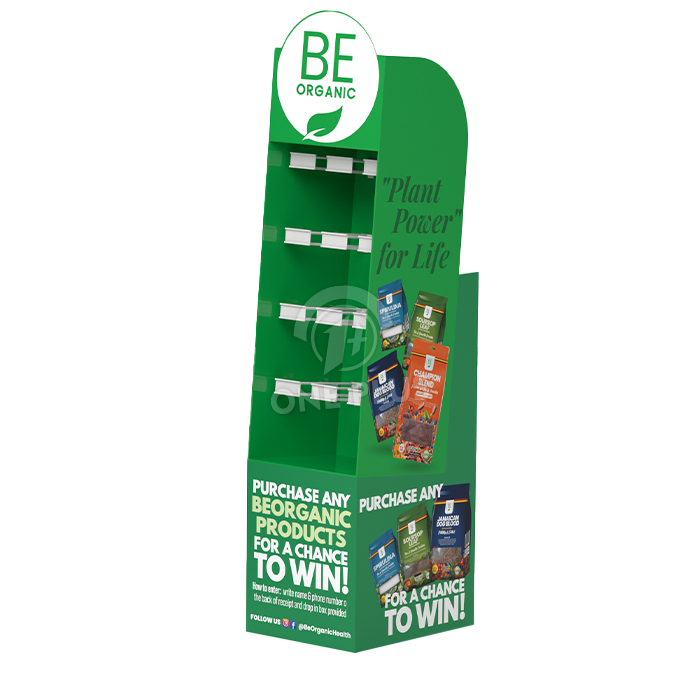 Slanted Cardboard Floor Display with 3×4 PEGBOARD | Multi-Material Hook Display