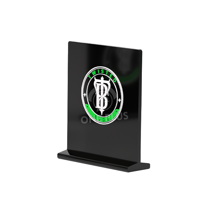 맞춤형 블랙 아크릴 데스크탑 광고 간판 홀더 | 프리미엄 탁상용 브랜드 전시대