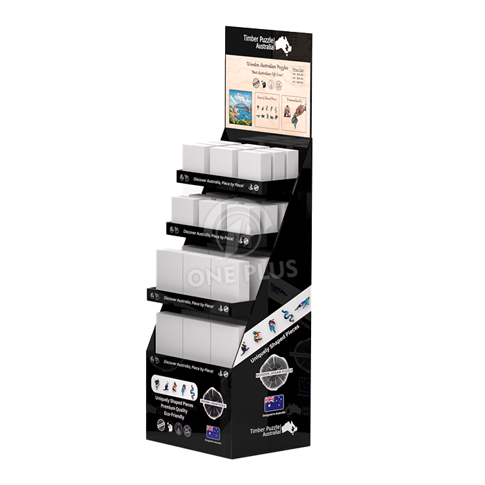 Ступенчатый картонный напольный дисплей 4-ярусный | Смешанная коробка Стенд для корма для домашних животных