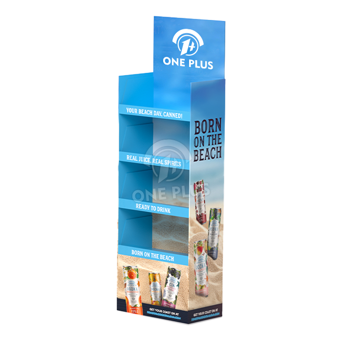 Cardboard Display 4-Tier for Canned Drinks | Custom Promotional Floor Stand