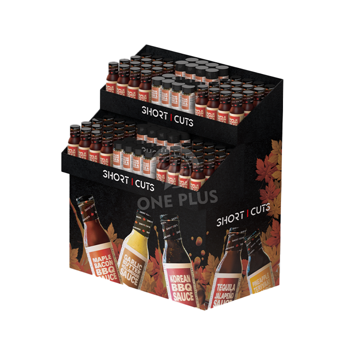Cardboard Display 2-Tier Wide | BBQ Seasoning & Sauce Counter Stand