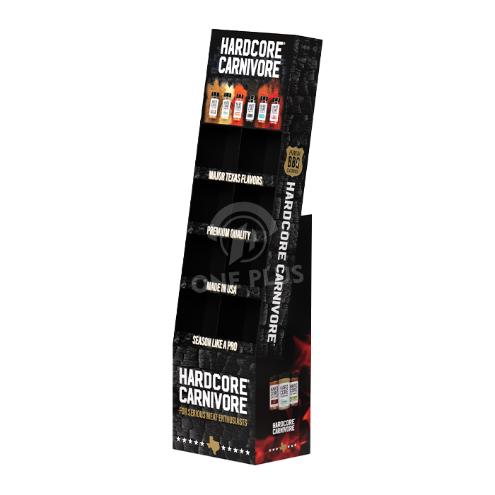 Cardboard Display 4-Tier Slanted | BBQ Sauce Floor Stand China Manufacturer