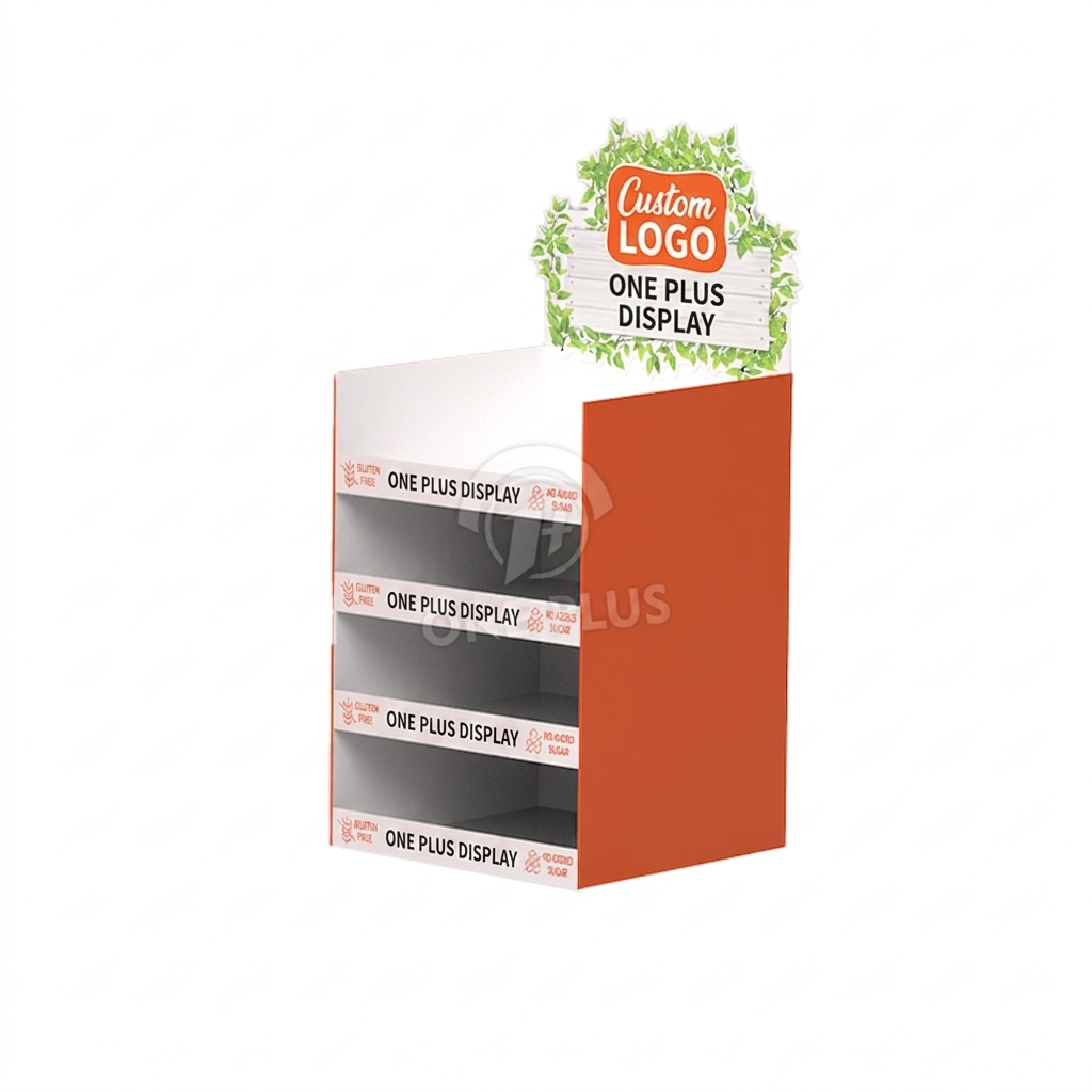 4-Tier Cardboard Counter Display Stand for Small Snacks | Custom Food POP Unit