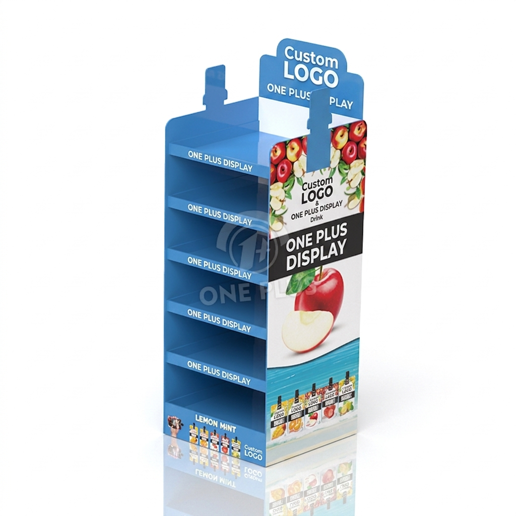 展示 de 6 Niveles Ancho de Cartón para Jugo/Gelatina | Soporte de Alimentos Personalizado por Troquelado.