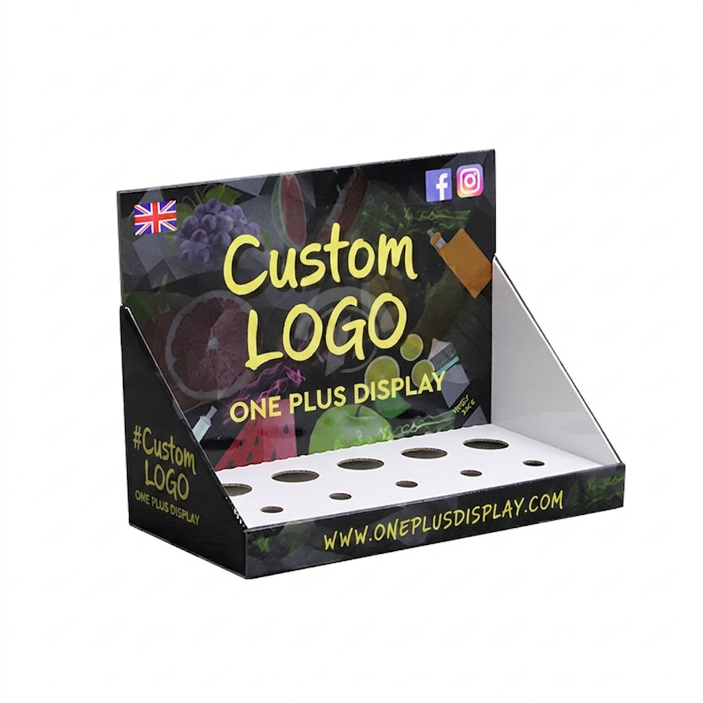Cardboard Counter Display Tray for Vape Pods | Custom Slot-Cut Pegboard Display for E-Cig Cartridges