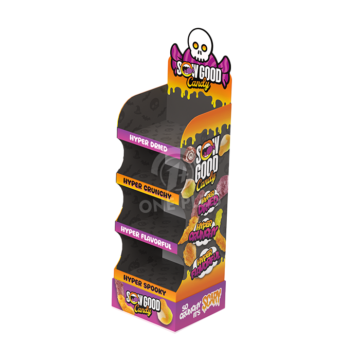 Cardboard Display Halloween Edition | 4-Tier Wavy Candy Floor Stand