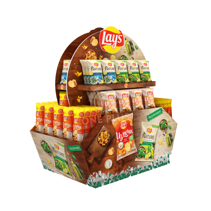 Cardboard Display 4-Sided Pallet | Creative Round Header Chip Bin China Manufacturer