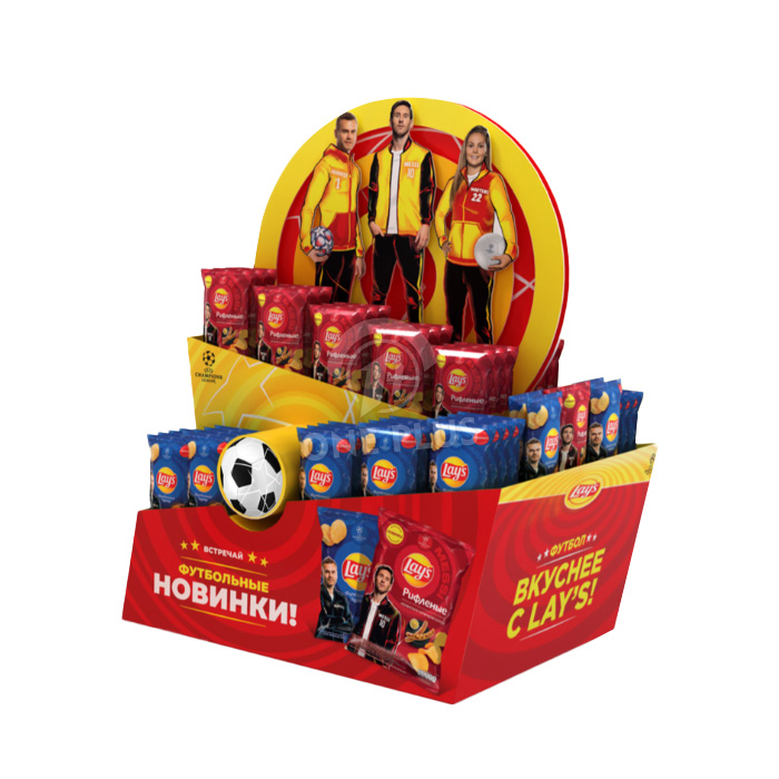 Cardboard Display Slanted Platform | Creative Chip Pallet with Irregular Header China Manufacturer