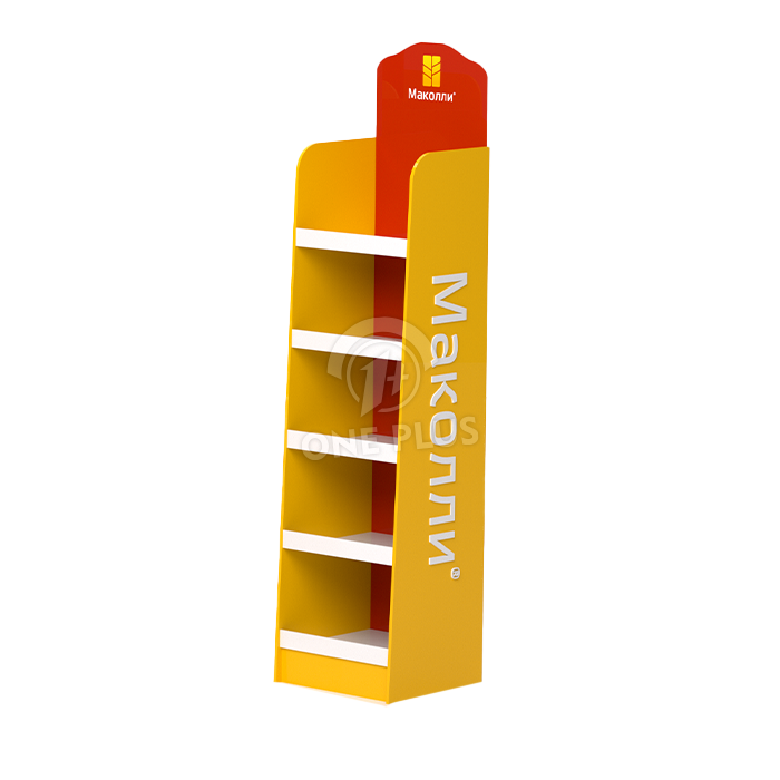 PVC Display Stand 5-Tier | Food Floor Display with 3D Side Lettering