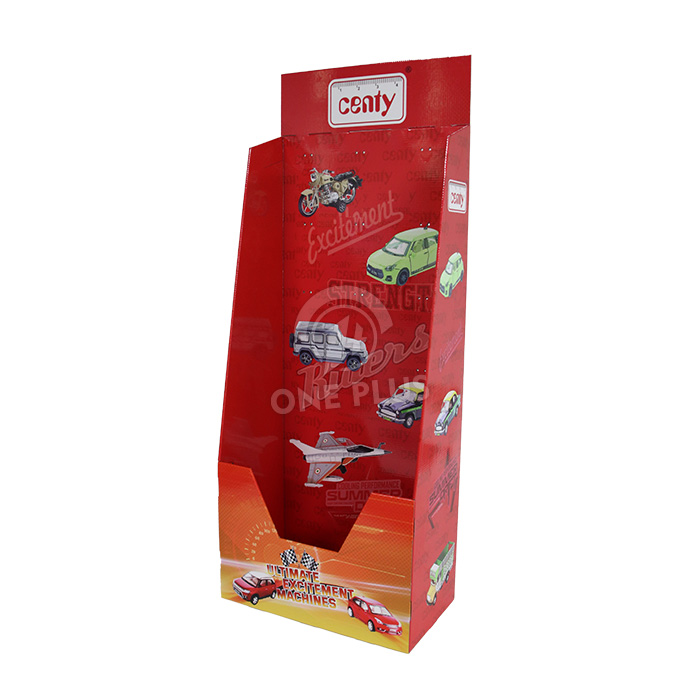 Cardboard Display Red Toy Car Hook Stand | Pegboard Counter Rack China Manufacturer