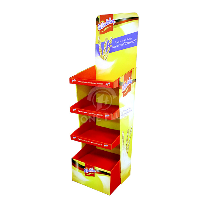 Cardboard Display Slanted Floor Stand | Chips & Snack Retail Rack China Manufacturer