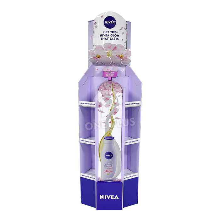 Cardboard Display Custom Bottle Shape | Nivea Skincare Floor Stand China Manufacturer