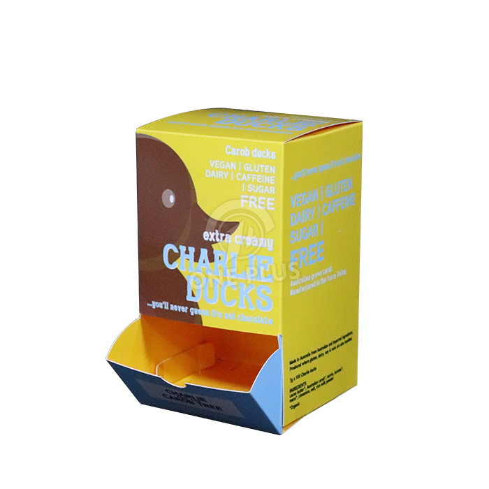 Boîte d'affichage en carton à gravité | Distributeur de collations personnalisé jaune Fabricant chinois