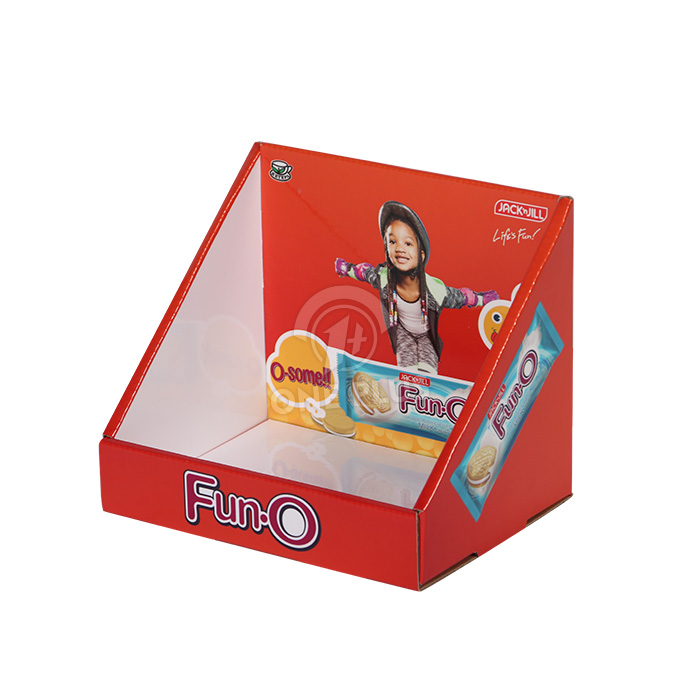 Exhibición de cartón Sándwich Galleta PDQ | Bandeja de mostrador de bocadillos roja Fabricante de China