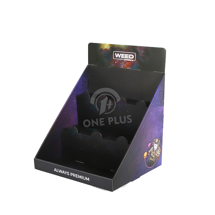 스캘럽 립이 있는 골판지 디스플레이 3단 카운터 | 전자담배 및 베이프 랙