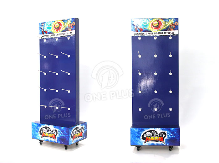 零售业的移动性：带脚轮的双面纸板挂钩展示架