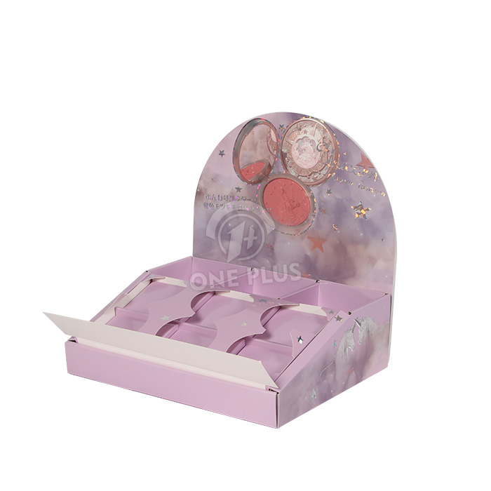 Cardboard Display Pink Makeup PDQ | Holographic Shiny Header Counter Tray
