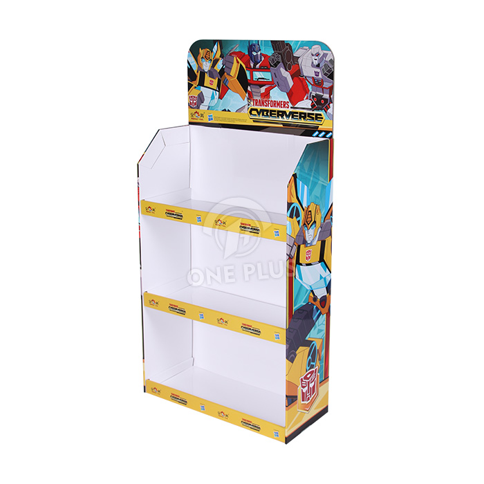 Custom Cardboard Display Floor Stand | 3-Tier Transformers Toy Retail Rack
