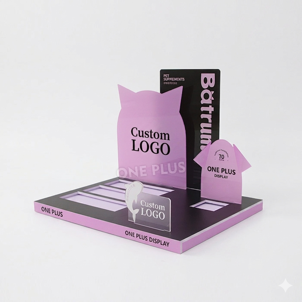 Personnaliser l'unité de comptoir en PVC POP Display | Stand PDQ de bureau pour suppléments pour animaux de compagnie