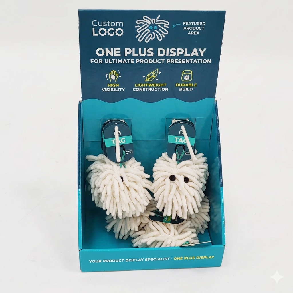 Boîte d'emballage personnalisée en carton pour présentoir, boîte d'emballage prête pour l'étagère de table | avec crochets pour suspendre des articles