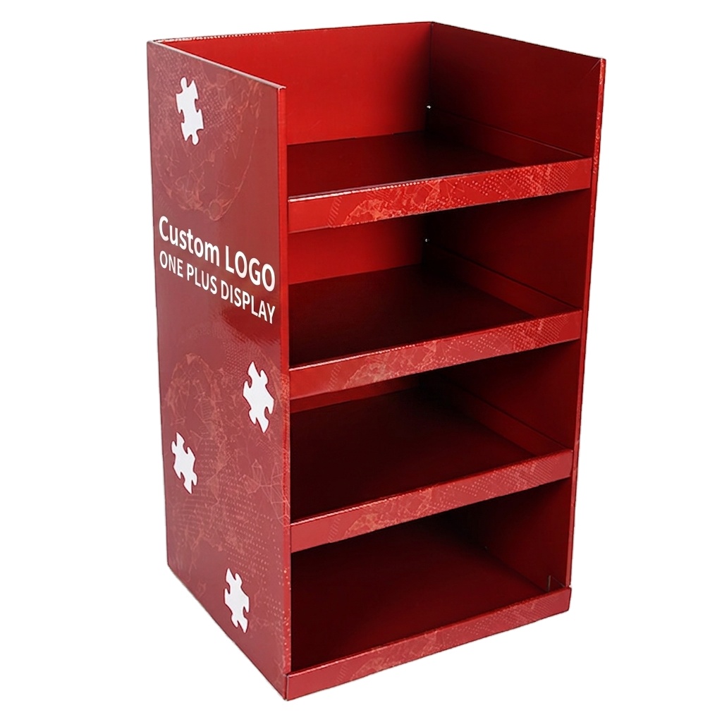 纸板展示架 4层落地架 | 红色拼图架 (无顶头) 中国