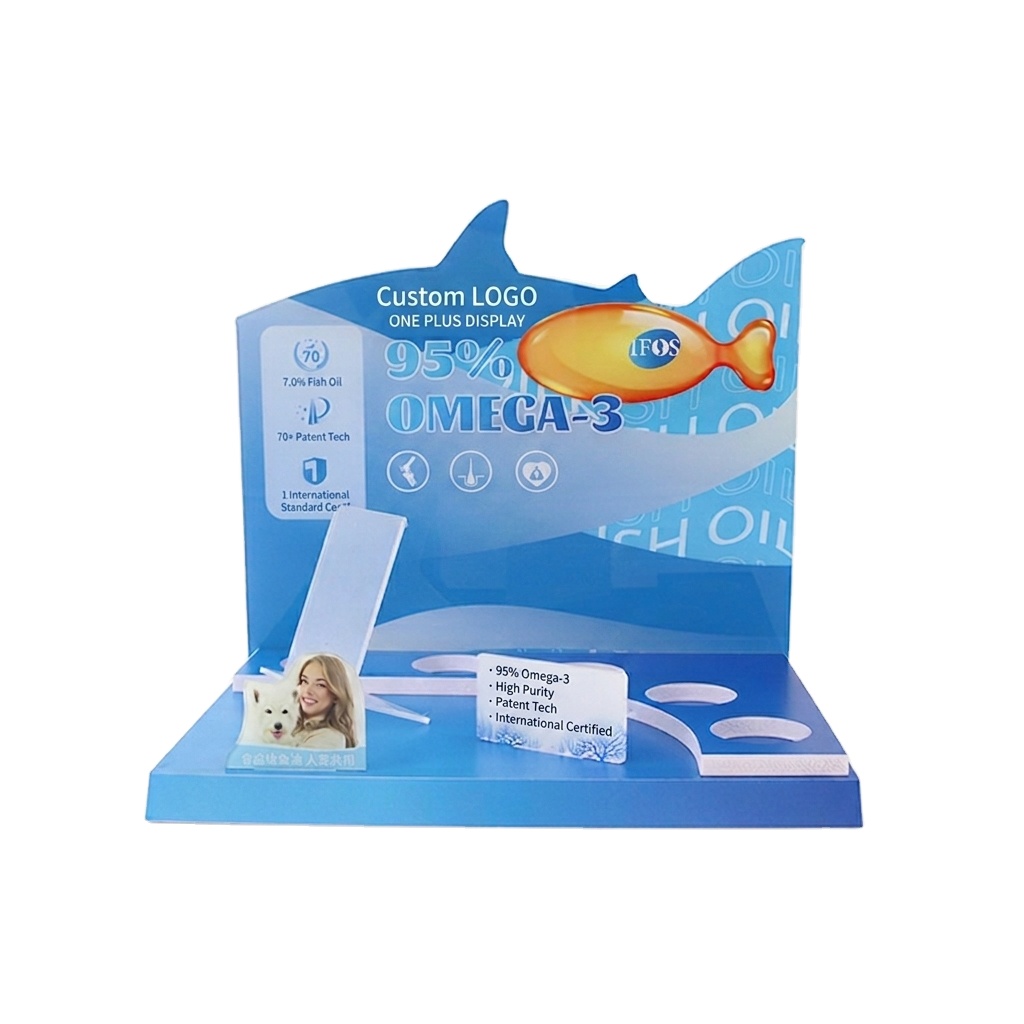 Individuelle POP-Display-PVC-Thekeneinheit. Haustierernährung & Fischöl Desktop PDQ