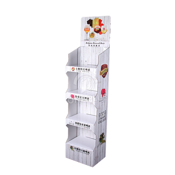 Custom Kartonnen Display Vloerstandaard | 4 Laags Fruit Bier en Drank Retail Rek