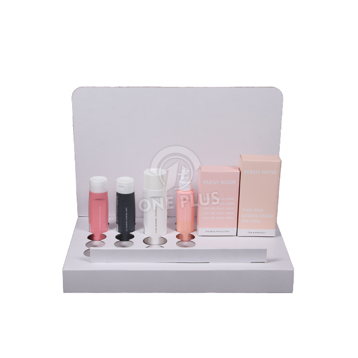 定制纸板展示柜 | 混合设计，带模切孔，适用于化妆品瓶和盒子