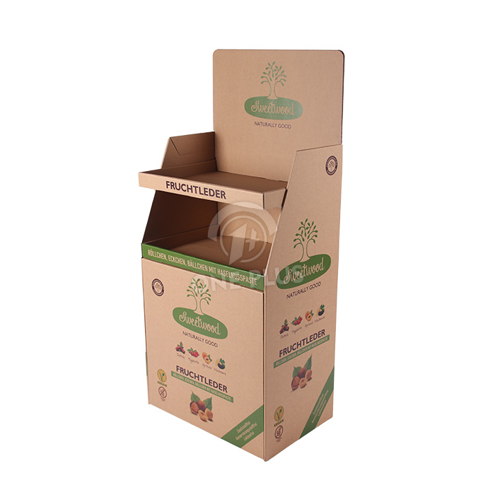 カスタム段ボールディスプレイ クラフトスタンド | 2段強化ライチフルーツラック 金属バー付き