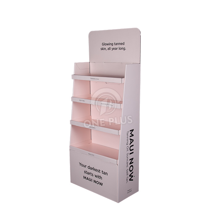 Pas POP Display Roze Vloerstandaard | 4-Laags Huidverzorgings- & Cosmetica Retailrek aan