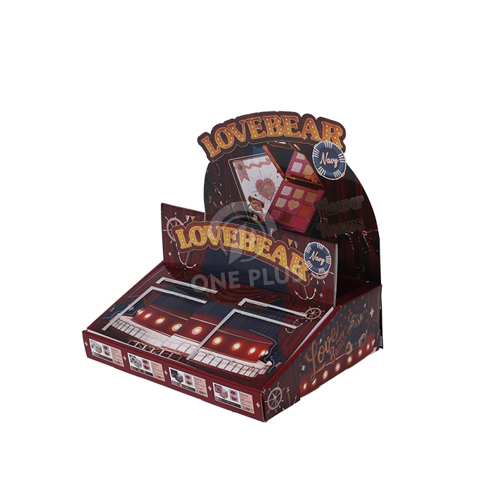 定制纸板展示柜台单元 | 口红测试仪架带网格库存收纳器