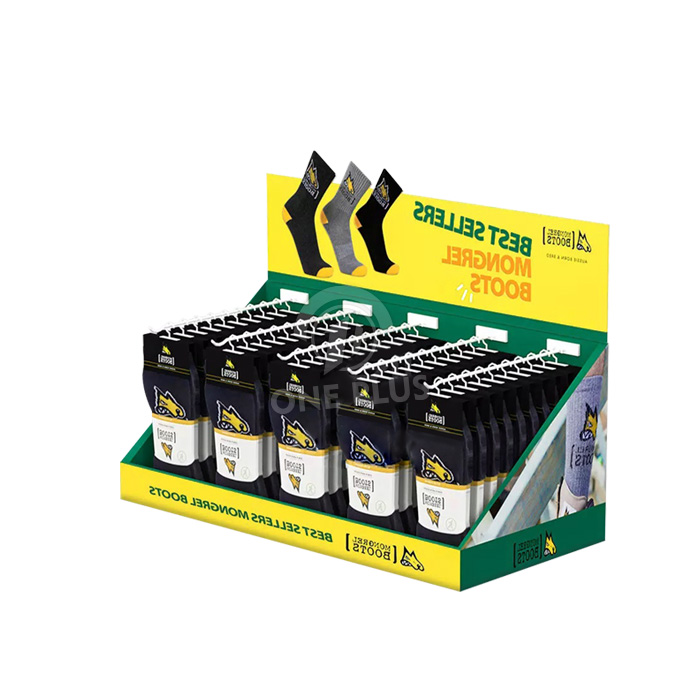 定制纸板展示架 | 台式挂钩 PDQ 托盘，适用于袜子和零售配件