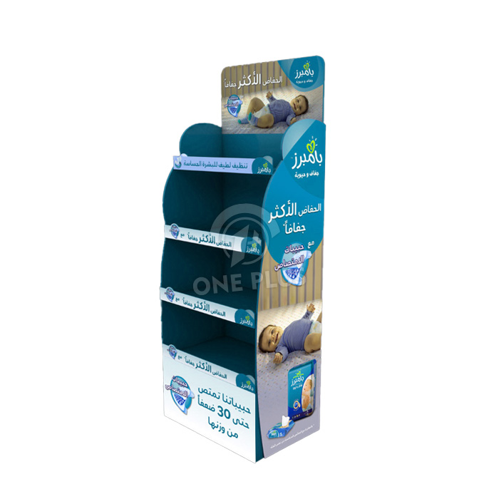 Custom Cardboard Display | 4-Tier FLOOR DISPLAY for Baby Diapers and Care Products