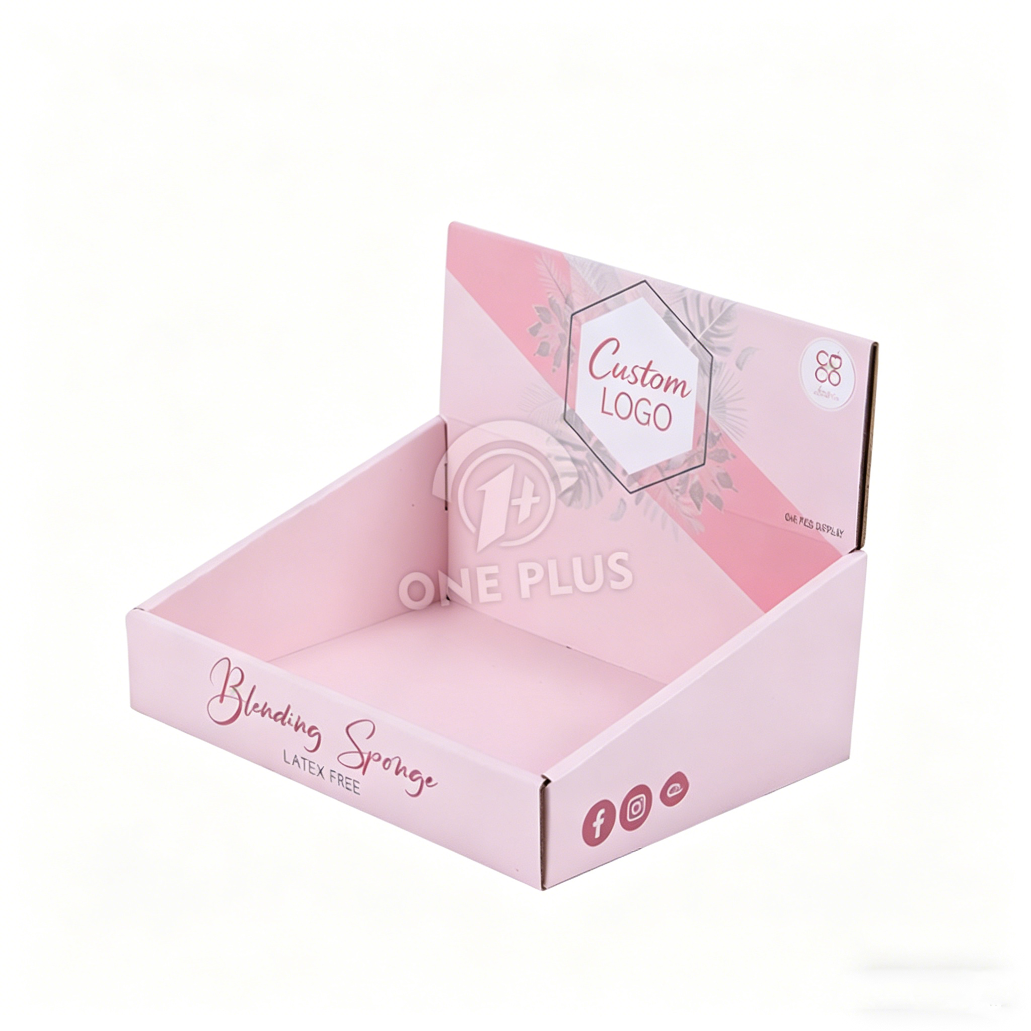 Boîte de présentoir en carton personnalisée | Éponge de beauté cosmétique rose Vente au détail PDQ