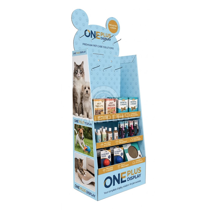 Custom Cardboard Display | Hybrid Hook & Shelf FLOOR DISPLAY for Pet Supplies SKU-2603251749