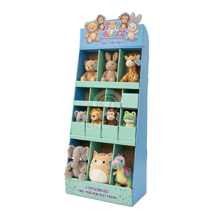 Custom Cardboard Display | Cubby-Style FLOOR DISPLAY for Plush Toys SKU-2603301232