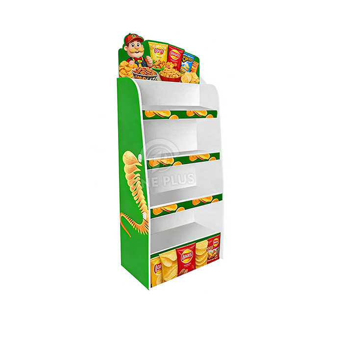 Custom PVC Display Stand | Durable 4-Tier FLOOR DISPLAY for Snacks & Potato Chips SKU-2604011026