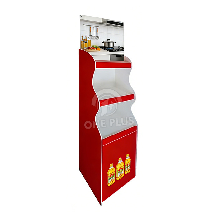 Heavy-Duty PVC Display Stand | 3-Tier FLOOR DISPLAY for Cooking Oil & Food Products SKU-2604011105