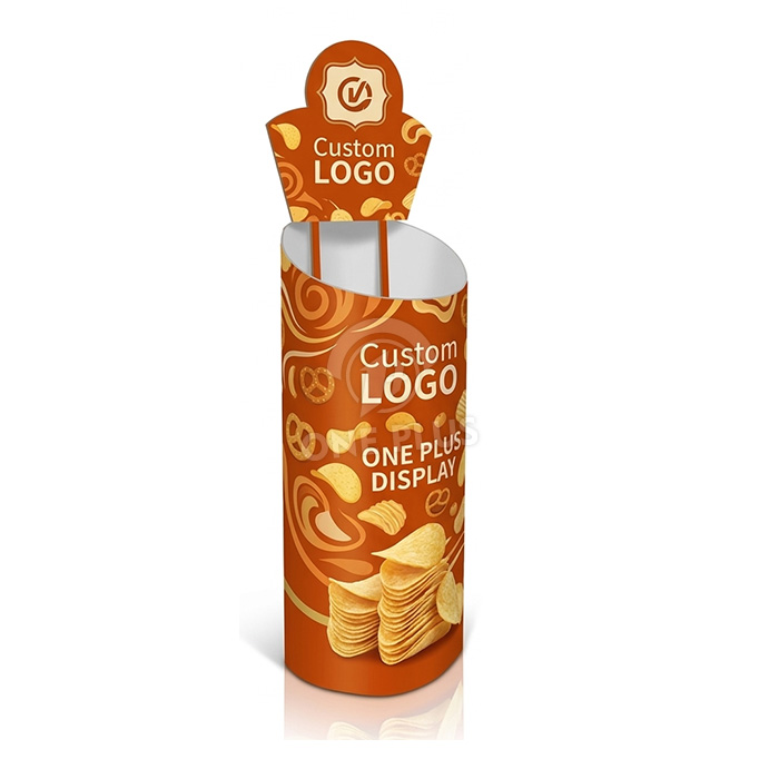 Custom Cardboard Display | Cylindrical Retail Dump Bin for Snacks & Potato Chips SKU-202604021010