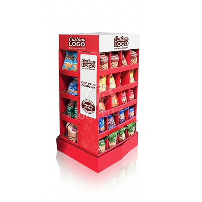 Heavy-Duty Custom Cardboard Display | 4-Sided Half Pallet Display for Snacks SKU-202604021416