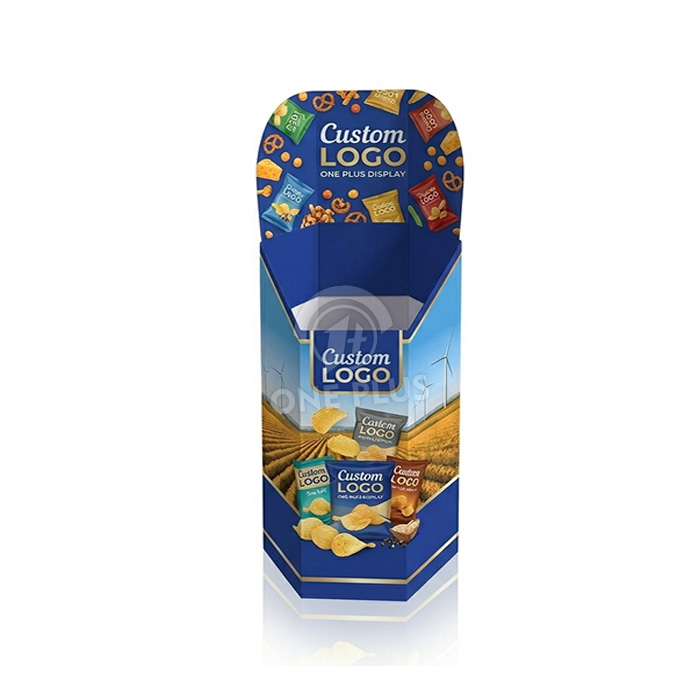 定制六边形纸板垃圾箱展示架，适用于薯片和零食 | 高销量零售点销售终端垃圾箱 SKU-202604071034