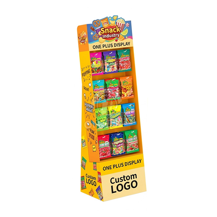 4단 맞춤형 종이 바닥 디스플레이 (봉지 과자 및 사탕용) | 고품질 소매 바닥 디스플레이 SKU-202604141031