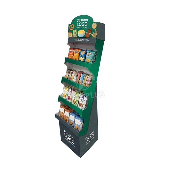 Exhibidor de Piso Corrugado Personalizado de 4 Niveles para Snacks Mixtos y Confitería | Merchandiser Minorista de Alta Densidad SKU-202604301335-MUNCH