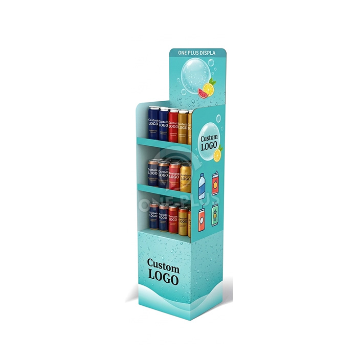 3-Tier Custom Corrugated Floor Display for Beverages & Canned Drinks | Durable Retail Merchandiser SKU-202605061626-BEV3