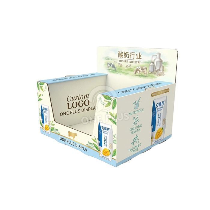 Custom Cardboard Countertop PDQ Tray for Yogurt Pouches & Dairy Drink Bottles | Shelf Ready Retail Box SKU-202605191538-YOGURT