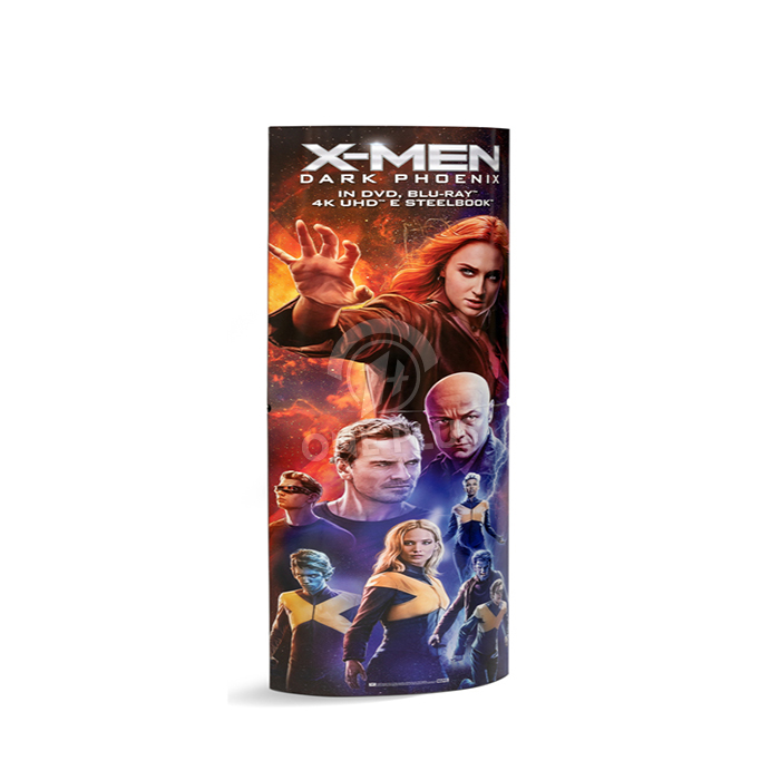 Espositore a totem in cartone per poster di film personalizzato | Supporto da terra curvo convesso 3D premium per foyer di cinema e campagne di marketing multimediale Blu-ray SKU-202605291430-POSTER